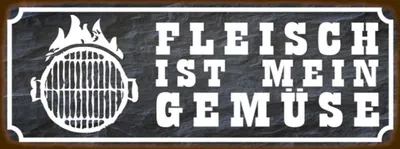 Produktbild von vianmo Holzschild 10x27 cm Grill Fleisch ist mein Gemüse Essen Trinken