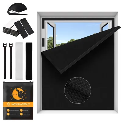Produktbild von Tragbares Verdunkelungsvorhang für Fenster - Ohne Bohren - Schwarz 150 x 200 cm