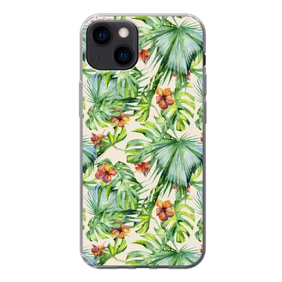 Produktbild von MuchoWow® Handyhülle Schutzhülle Hülle für iPhone 13 Blume - Blatt - Muster Silikon Softcase Handy Hülle - Karteninhaber