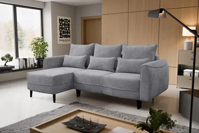 Produktbild von Kaiser Möbel Ecksofa Selio mit Schlaffunktion und Bettzeugcontainer Grau Links