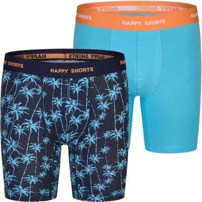 Produktbild von Happy Shorts Herren Langer Boxer 2-Pack Jersey Boxer Briefs - Palms 2 - Größe XXL