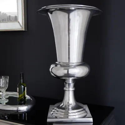 Produktbild von riess-ambiente Design Vase GOAL 60cm silber Pflanzen Pokal Aluminium Blumenvase Dekoration