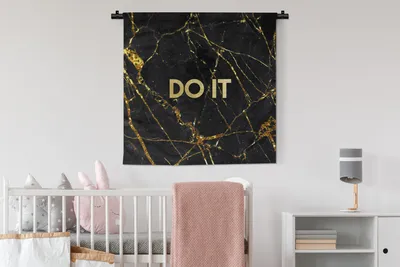 Produktbild von MuchoWow® Wandteppich Wandbehang Zitate - Motivation - Gold - Marmor 90x90 cm Tapisserie Dekoration Wandtuch - Wandaufhänger