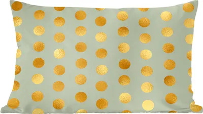 Produktbild von MuchoWow® Zierkissen Sofakissen Wohnzimmer Dekokissen 60x40 cm Muster - Grün - Gold - Tupfen - Kopfkissen - Polster mit Foto