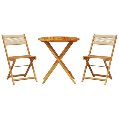 Produktbild von 3-tlg. Bistro-Set Beige Polypropylen und Massivholz