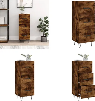 Produktbild von vidaXL Sideboard Räuchereiche 34,5x34x90 cm Holzwerkstoff - Sideboard - Sideboards - Schrank - Schränkchen