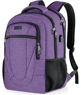Immagine prodotto di Zaino da 25-40L, colore viola, impermeabile, con porta laptop da 17,3 pollici, porta di ricarica USB e sistema antifurto