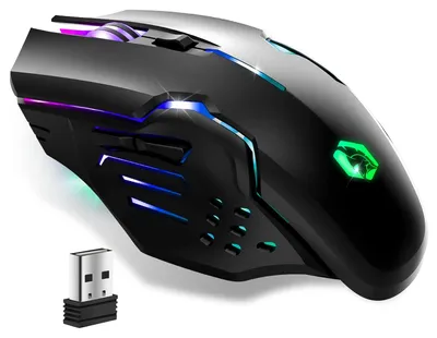Image de Souris de jeu sans fil - Capteur optique 4800 DPI - 4 boutons - Noir - Ergonomique - Pour PC et console