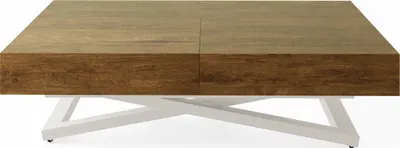Produktbild von Couchtisch Höhenverstellbar Cavetta U - Esstisch 120-200x80x27-76 cm Lefkas Eiche mit Kaschmir Beige Gestell
