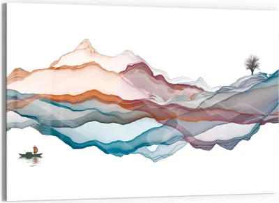 Produktbild von DEQORI Glasbild Echtglas 90x60 cm 'Berglandschaft' Wandbild Bild modern Deko