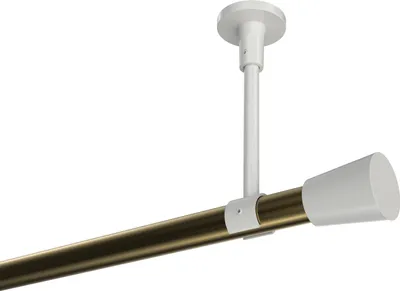 Produktbild von Interdeco Gardinenstange / Vorhangstange Messing Antik / Weiß, Typ Sonette Sitra (Konus) ohne Ringe, Deckenmontage, 20 mm Ø 1-läufig, 180 cm