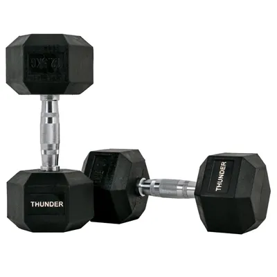 Obrázok produktu pre THUNDER® | Šesťhranná činka | Činka s pevným závažím 12,5 kg | Čierna | Oceľ | Guma | Ø 35 mm | 1 ks