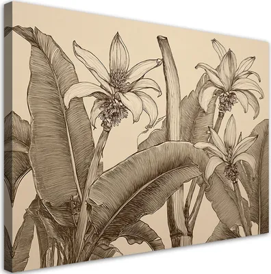 Produktbild von Leinwandbild Blumen Beige Blätter 60x40 Feeby Beige bild für die wand bereit zum aufhängen