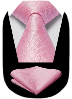 Obrázek produktu pro Sada kravat a kapesníku, pánská, formální, elegantní, růžová