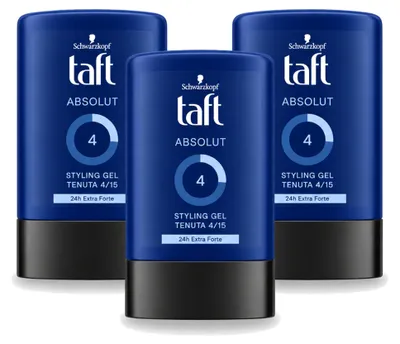 Produktbild von 3 x Schwarzkopf Taft Absolut Haargel für Männer - Langanhaltender Halt - 300 ml - Vorteilspackung - 3 Stücke