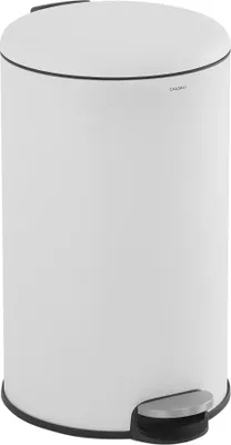 Image de CASABEL Poubelle Cuisine 30L - 100% Acier Inoxydable, Anti-Traces de Doigts, Corbeille Ronde avec Pédale et Couvercle, Blanche