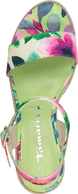 Produktbild von Tamaris Damen Sandalette Espadrilles mit Keilabsatz in Bastoptik 1-28300-42, Größe:39 EU, Farbe:Grün