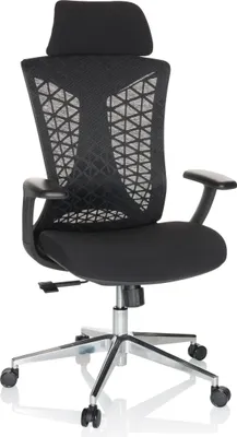 Produktbild von hjh OFFICE Profi Bürostuhl FALEO B Ergonomischer Schreibtischstuhl mit Armlehnen Stoff / Netzstoff Schwarz Drehstuhl für Büro, Zuhause