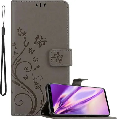 Produktbild von Cadorabo Hülle für Samsung Galaxy S9 PLUS Schutz Hülle in Grau Schutzhülle Handy Hülle Etui Case Blumen Flower