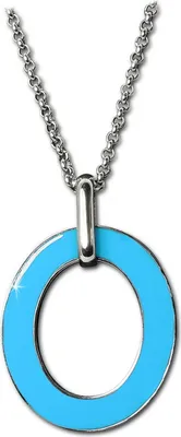 Immagine prodotto di Amello collana da donna in acciaio inossidabile 84 cm collana ovale turchese bianco D2ESKG01T