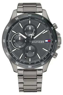Produktbild von Tommy Hilfiger Bank Multifunktionsuhr Grau Edelstahl 1791719