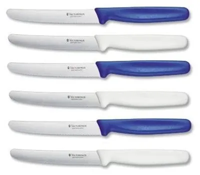 Produktbild von VictorInox | Tafelmesser Set | 6-teilig | Blau und Weiß | ideal für Brotzeit und Tischgedeck | hochwertige Klingenqualität