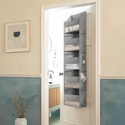 Immagine prodotto di Organizer grigio a 5 scomparti - Cassetti sull'anta con rotelle