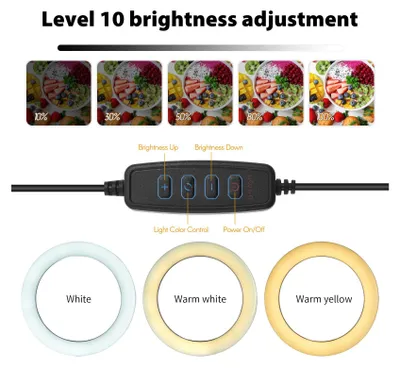 Zdjęcie produktu dla światło pierścieniowe 6'' do laptopa, klipu komputerowego Światło wypełniające wideo Światło konferencyjne Pierścień upiększający Światło na żywo do spotkań Zoom, makijażu, selfie, Tiktok (ściemnialne i USB)