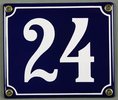 Produktbild von Hausnummernschild Emaille 24 blau - weiß 12x14 cm Schild Emaile Hausnummer Haus Num