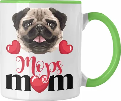 Produktbild von Trendation - Mops Besitzer Mom Mama Tasse Geschenk Lustiger Spruch Geschenkidee Mops Besitzerin (Grün)