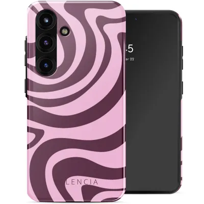 Produktbild von Selencia Vivid Rückseite für das Samsung Galaxy S25 – Wavy Swirl Pink Plum