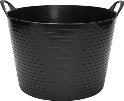 Produktbild von Garronda 42L Flexibler Kunststoffkübel Futtertrog Eimer Tubtrug Wäschekorb (Schwarz) GD-STIC-ElasticBasket