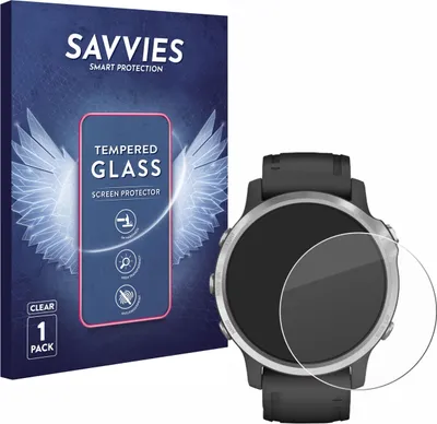 Produktbild von Savvies Schutzglas für Garmin Fenix 6S / 6S Pro Displayschutz 9H Glas klar transparent