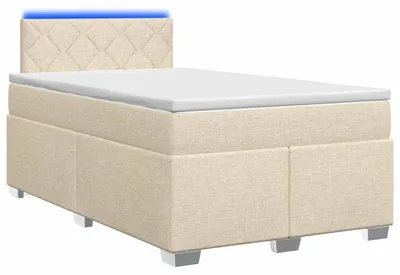 Obrázok produktu pre Postel s pružinovou základňou, matracom a LED osvetlením, krémová farba, rozmer 120 x 190 cm, potiahnutá látkou