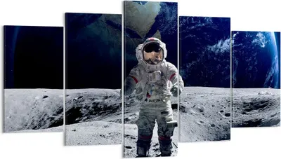Produktbild von Bild auf Leinwand - Leinwandbild - Astronaut Mond Erde Raum - 160x85cm - Wand Bild - Wanddeko - Leinwanddruck - Bilder - Kunstdruck - Wanddekoration - Leinwand bilder - Wandkunst - EA160x85-2864