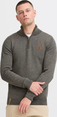 Produktbild von INDICODE IDNathen Herren Strickpullover Troyer Feinstrick Pullover mit Stehkragen und Reißverschluss