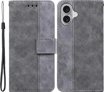 Produktbild von iPhone 16 Hülle - Coverup Geometric Klapphülle - Grau