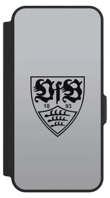 Produktbild von NIVOCASE Klapphülle für Samsung Galaxy A57 5G  Handyhülle aus Kunst Leder NIVOflip schwarz Logo Offizielles Lizenzprodukt VfB Stuttgart