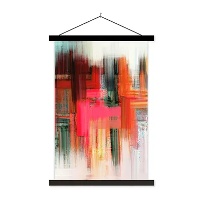 Produktbild von MuchoWow® Textilposter Ölgemälde - Abstrakt 60x90 cm mit schwarzem Rahmen - Poster Wohnzimmer