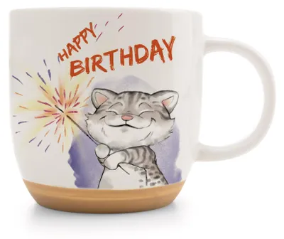 Produktbild von Nici Tasse Katze "Happy Birthday" weiß/orange 400 ml