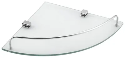 Zdjęcie produktu dla Aqualine Rumba - Szklana półka narożna 250x250 mm, chrom/szkło przezroczyste RB115