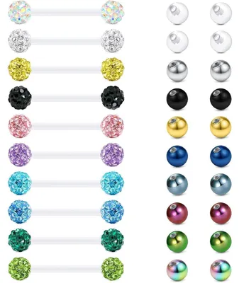 Produktbild von Zungenpiercing Kunststoff Klar Bioflex 14g 1,6x16mm 12-38mm Flexibler Gerader Barbell