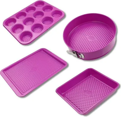 Immagine prodotto di Fackelmann - Set di 4 stampi da forno - 23-38 cm - Fucsia