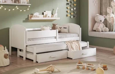 Obrázek produktu pro Dětská jednolůžková postel s přistýlkou 80x180 GEDRIA - bílá, levé provedení