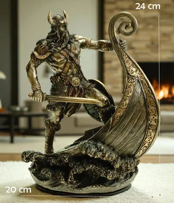 Produktbild von Veronese Wikinger am Bug seines Drachenschiffes 24 cm Bronzierte Skulptur Figur