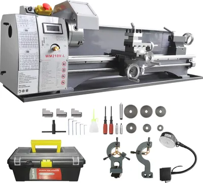 Immagine prodotto di SucceBuy tornio in metallo, 8,3 x 29,5 pollici, tornio di precisione da banco, velocità 0-2500 giri/min, motore brushless da 750 W, riduttore in metallo