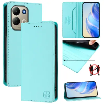 Produktbild von Lederhülle für Xiaomi Redmi 17 4G/5G Hülle Flip Brieftasche Kartenfächern Ständer Schutzhülle Türkis