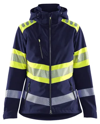 Produktbild von Blakläder Damen High Vis Softshell Jacke 4404, Farbe:Marineblau/ High Vis Gelb, Größe:S