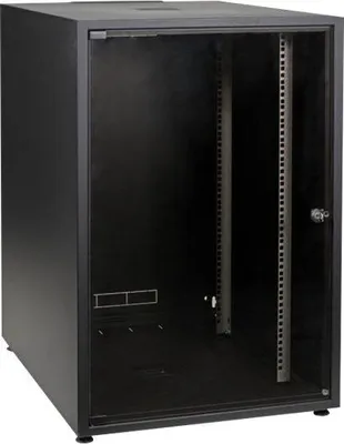 Produktbild von EFB 19Zoll Netzwerkschrank OFFICE SERIE 18HE 600X600 RAL9005 Schwarz IP20 komplett vormontiert und zerlegbar Glasfront 45KG Traglast