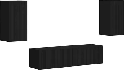 Productafbeelding van vidaXL TV-kast set, 4 stuks, zwart, houtvezel